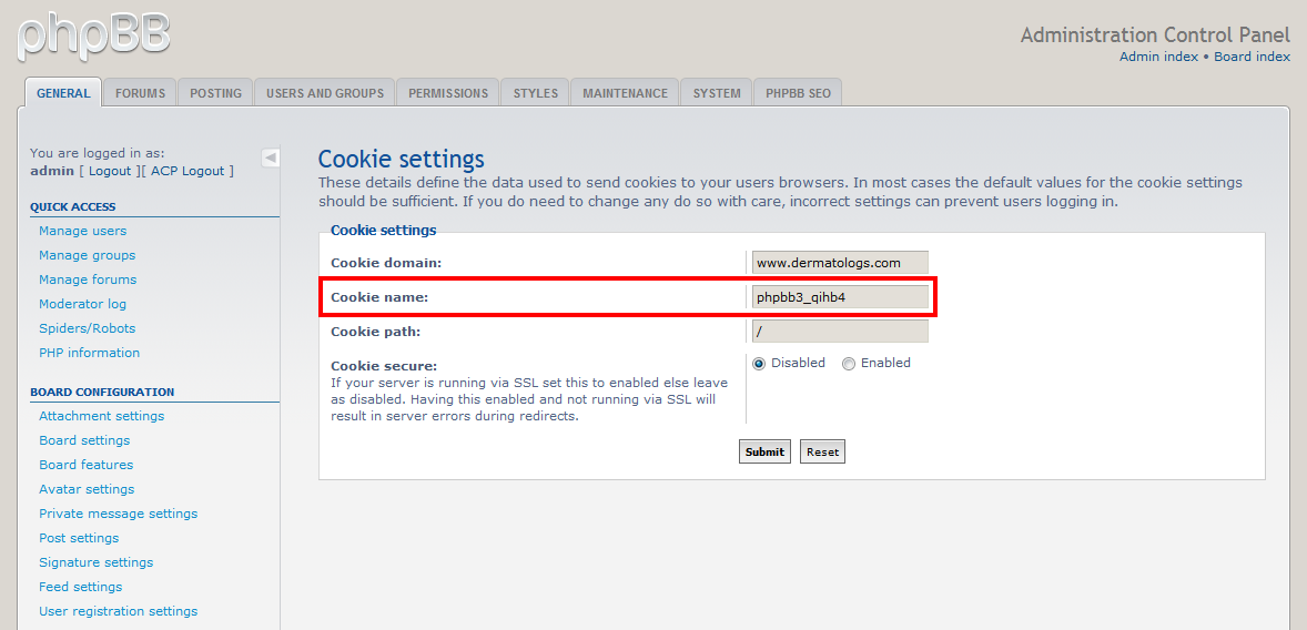 Image of the cookies settings