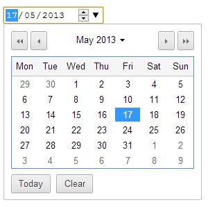 Image of the Chrome datepicker